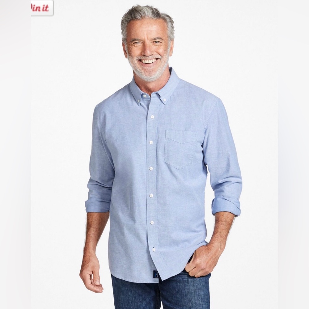 LL Bean Solid Blue Oxford Shirt